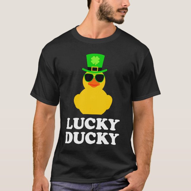 Rubber Duck Four Leaf C Hat Sunglasses St Patrick' T-Shirt (Front)