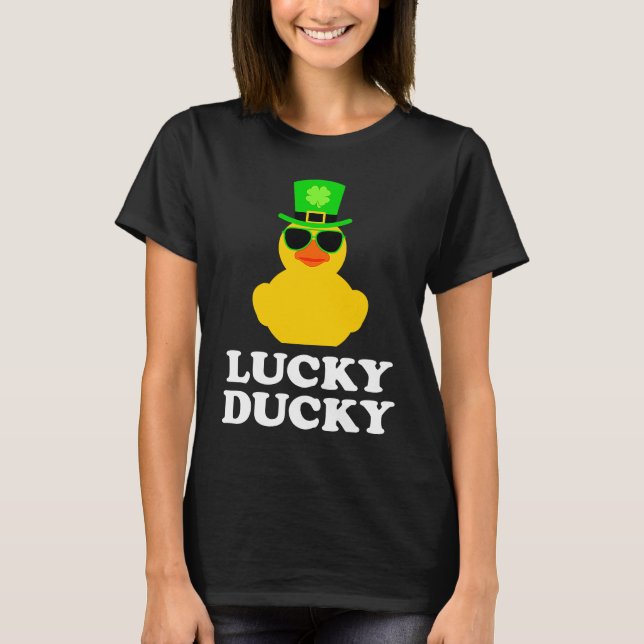 Rubber Duck Four Leaf C Hat Sunglasses St Patrick' T-Shirt (Front)