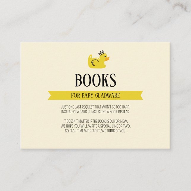 Rubber Duck Gender Neutral Couples Baby Shower Enclosure Card (Front)