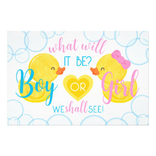 Rubber Duck Gender Neutral or Reveal Backdrop Photo Print