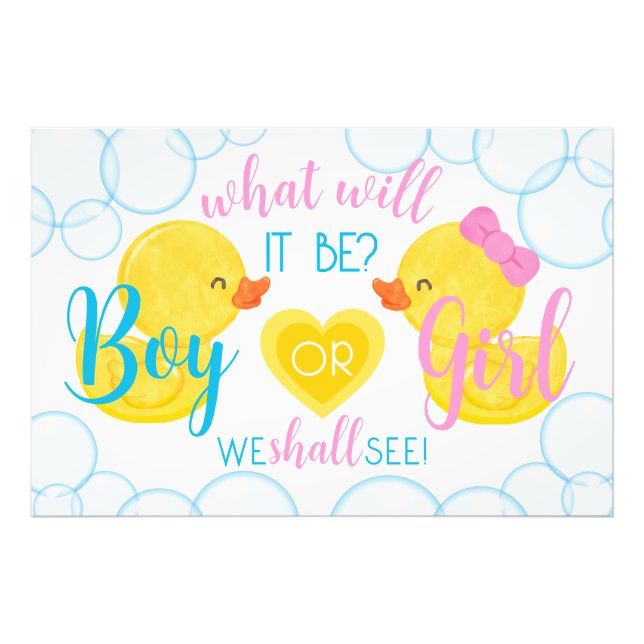 Rubber Duck Gender Neutral or Reveal Backdrop Photo Print (Front)