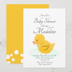 Rubber Duck Hand Drawn Baby Shower Invitation