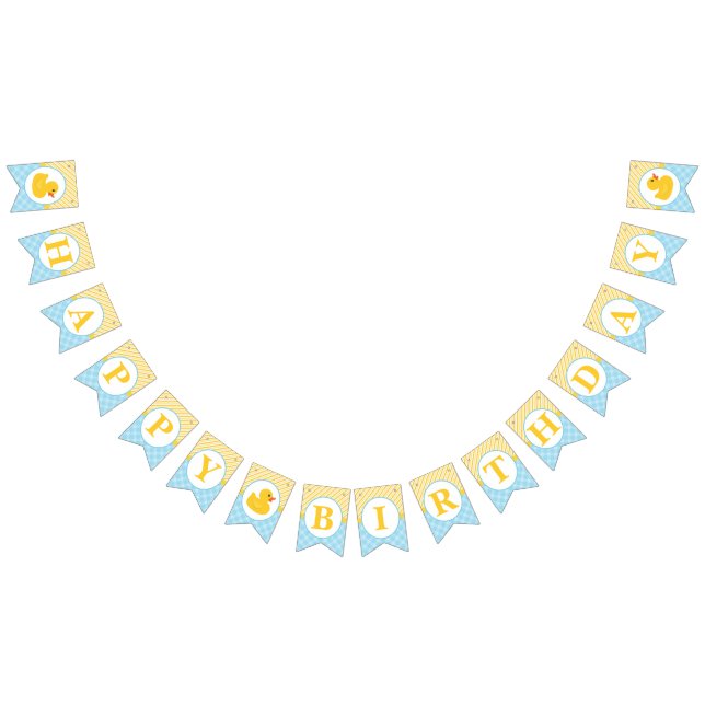 Rubber Duck Happy Birthday Bunting – Blue & Yellow Bunting Flags (All)