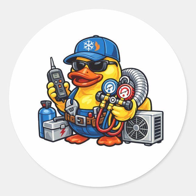 Rubber Duck HVAC Technician Classic Round Sticker (Front)