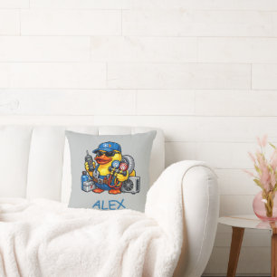 Rubber Duck HVAC Technician Throw Pillow
