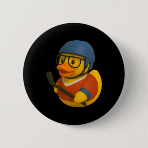 Rubber Duck Ice Hockey Player Ducky Duckie Men Wom 2 Inch Round Button