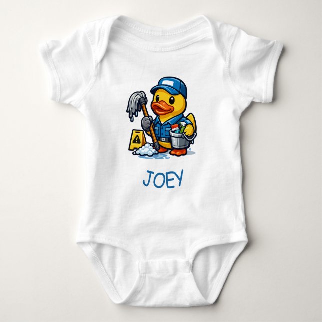 Rubber Duck Janitor Baby Bodysuit (Front)