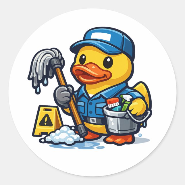 Rubber Duck Janitor Classic Round Sticker (Front)