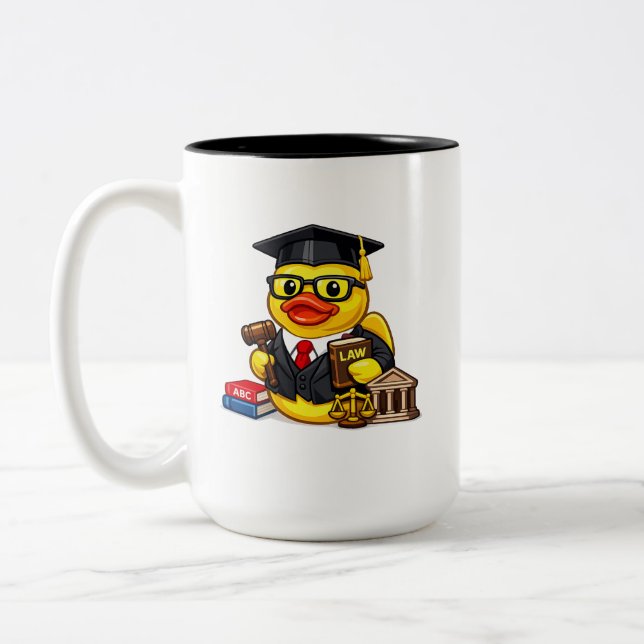 Rubber Duck Lawyer Two-Tone Coffee Mug (Left)