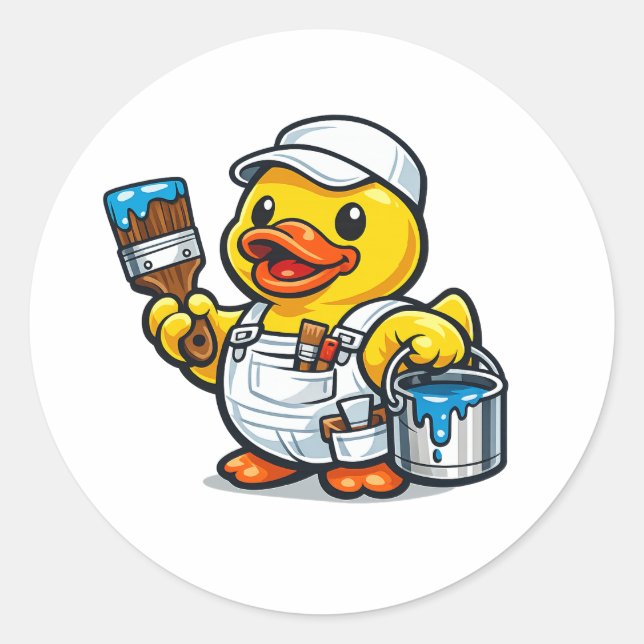 Rubber Duck Painter Classic Round Sticker (Front)