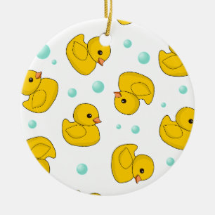 Rubber Duck Pattern Ceramic Ornament