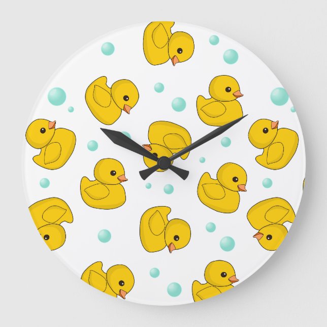 Rubber Duck Pattern Large Clock (Front)
