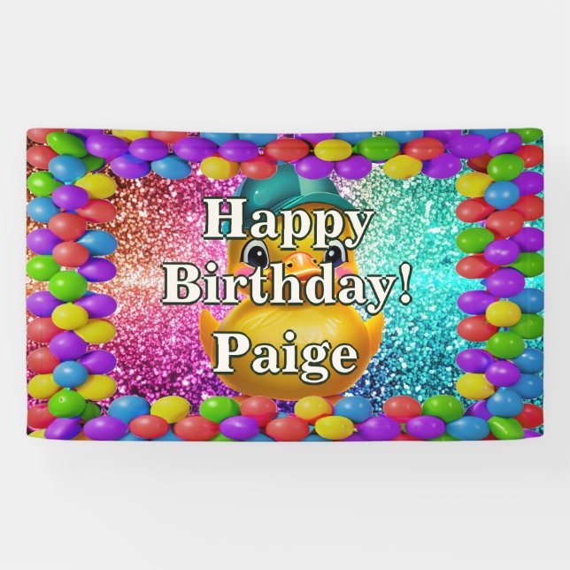Rubber Duck Personalized character birthday banner (Horizontal)