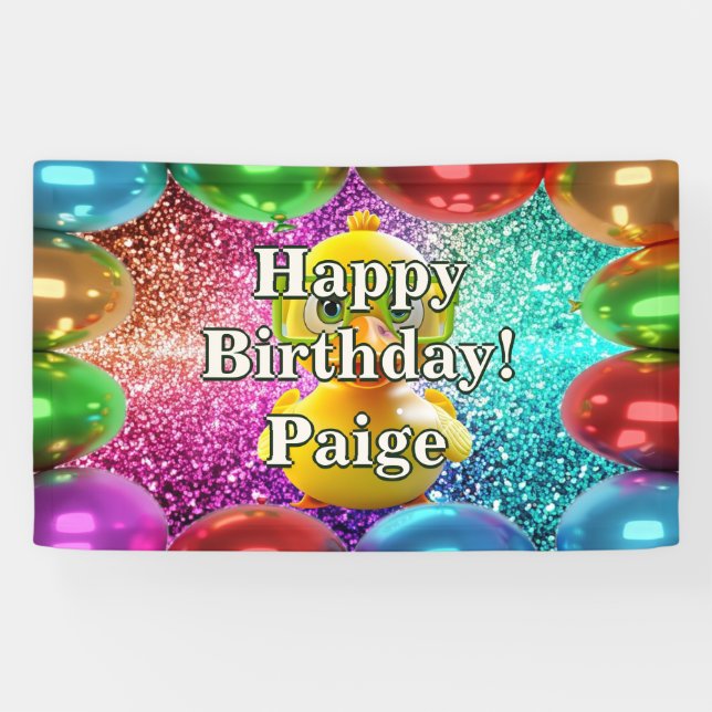 Rubber Duck Personalized character birthday banner (Horizontal)