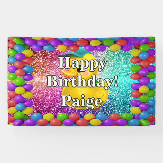 Rubber Duck Personalized character birthday banner (Horizontal)