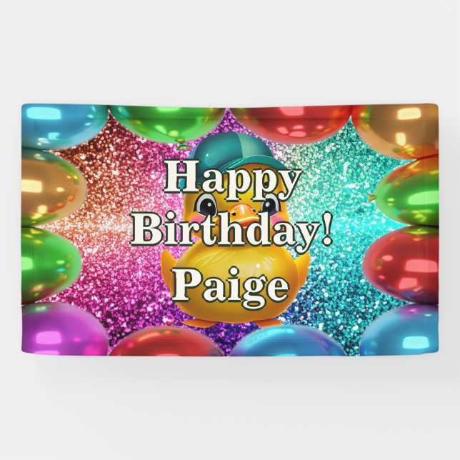 Rubber Duck Personalized character birthday banner (Horizontal)