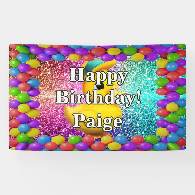 Rubber Duck Personalized character birthday banner (Horizontal)