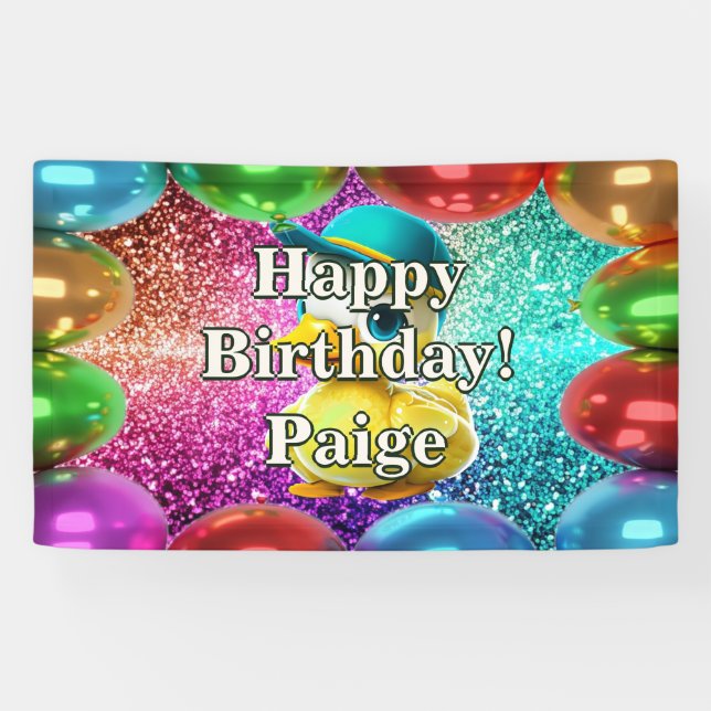 Rubber Duck Personalized character birthday banner (Horizontal)