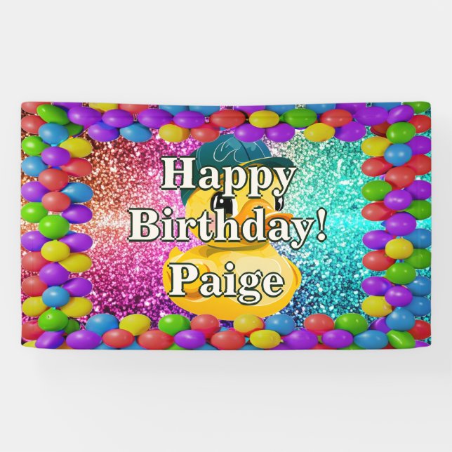 Rubber Duck Personalized character birthday banner (Horizontal)