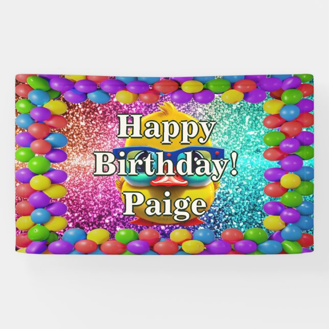 Rubber Duck Personalized character birthday banner (Horizontal)