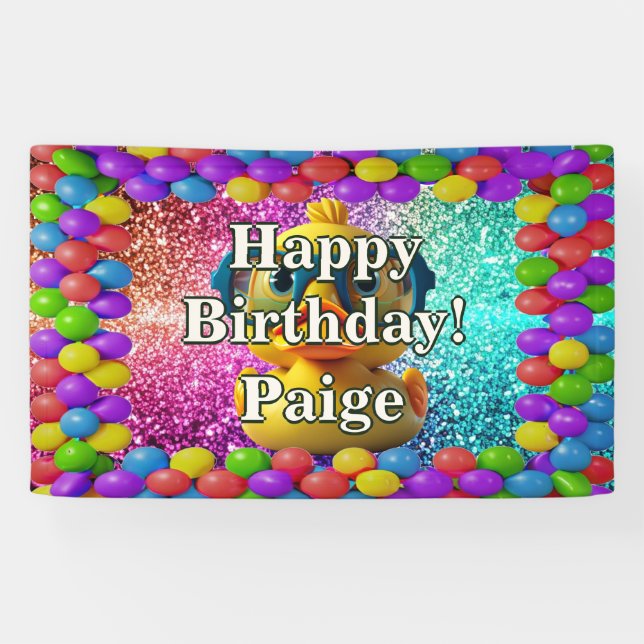 Rubber Duck Personalized character birthday banner (Horizontal)