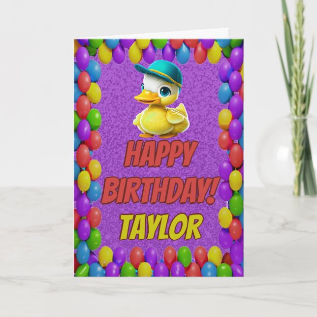 Rubber Duck Personalized Fun Greeting Birthday Card (Front)