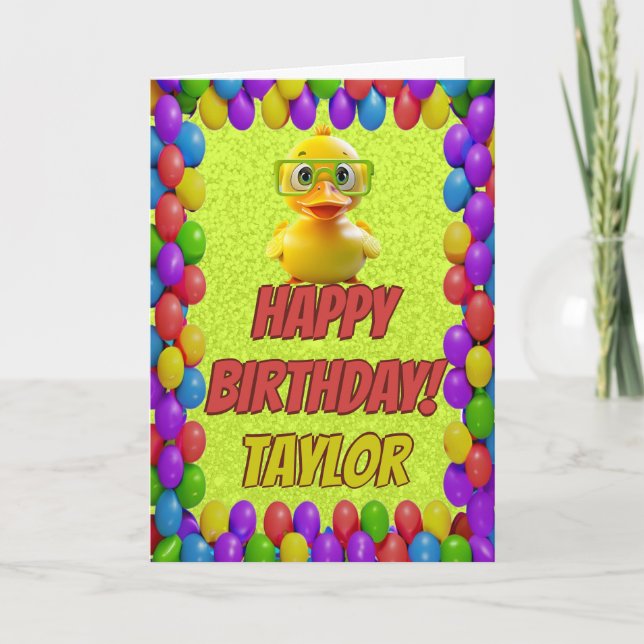 Rubber Duck Personalized Fun Greeting Birthday Card (Front)