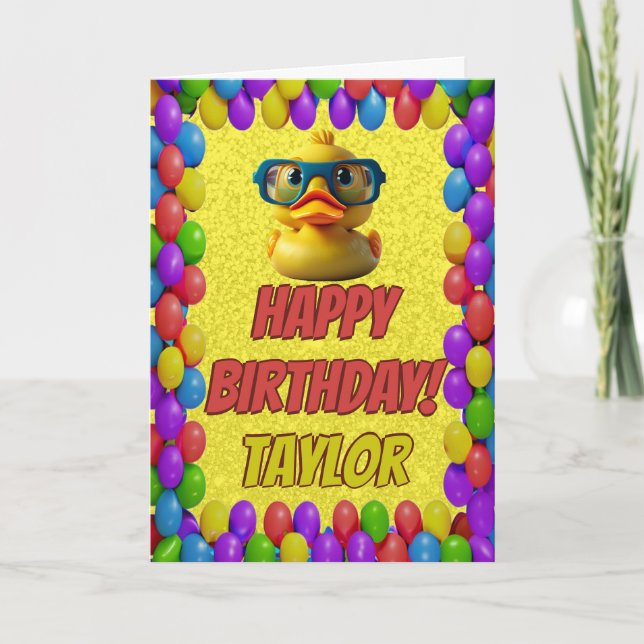 Rubber Duck Personalized Fun Greeting Birthday Card (Front)