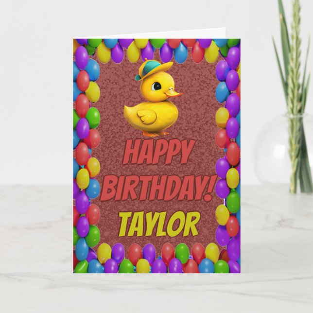 Rubber Duck Personalized Fun Greeting Birthday Card (Front)
