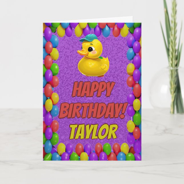 Rubber Duck Personalized Fun Greeting Birthday Card (Front)