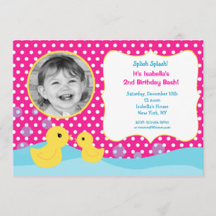 Rubber Duck Photo Birthday Invitations