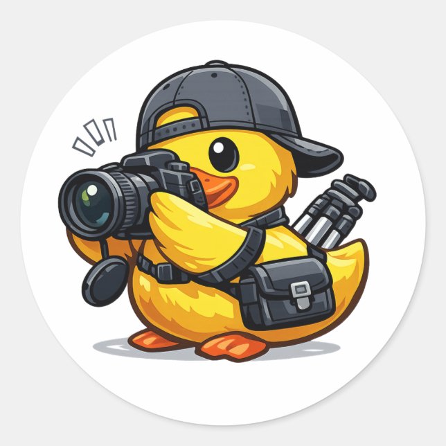 Rubber Duck Photographer Classic Round Sticker (Front)