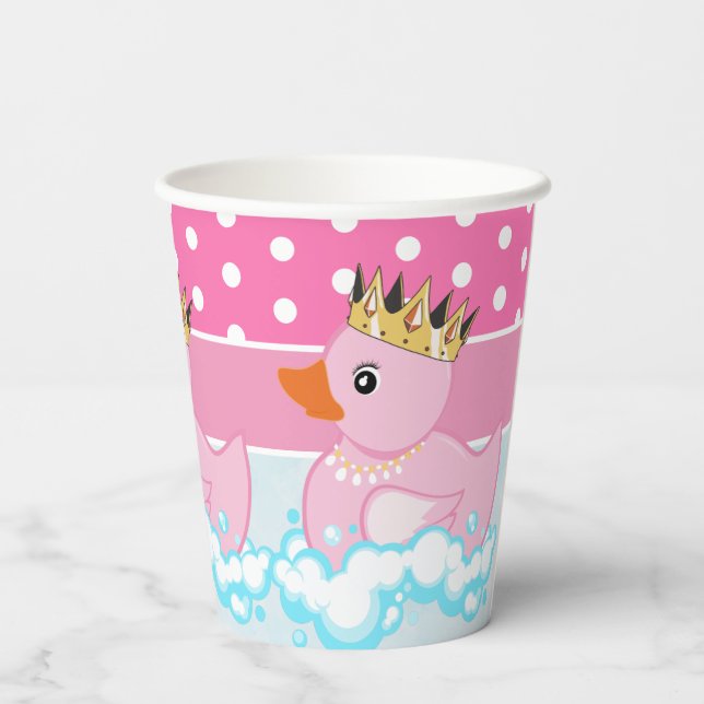 Rubber Duck (Pink) Birthday Party Paper Cups (Back)