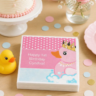 Rubber Duck (Pink) Birthday Party Paper Napkin