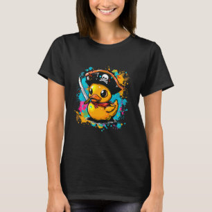 Rubber Duck Pirate Watercolor Splash Rubber Duck L T-Shirt