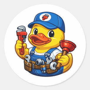 Rubber Duck Plumber Classic Round Sticker