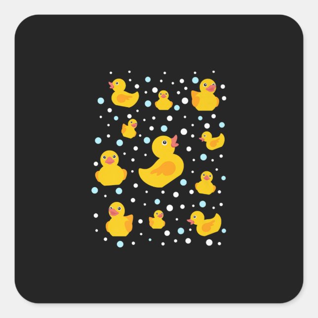 Rubber Duck Print Square Sticker (Front)