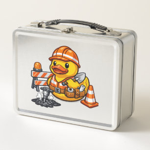 Rubber Duck Road Worker Metal Lunch Box