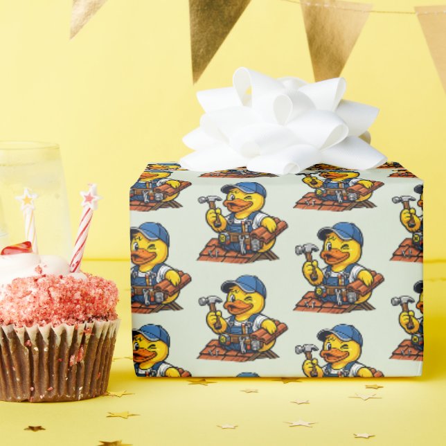 Rubber Duck Roofer Wrapping Paper (Birthday Party)