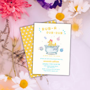 Rubber Duck Rub A Dub Dub Bathtub Baby Shower  Invitation