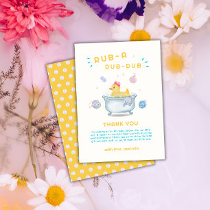 Rubber Duck Rub A Dub Dub Bathtub Baby Shower  Thank You Card