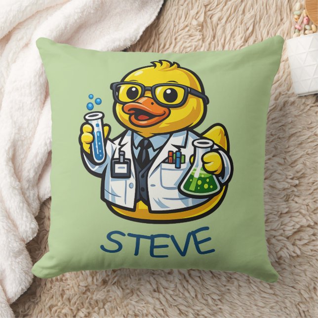 Rubber Duck Scientist Throw Pillow (Blanket)