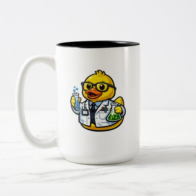 Rubber Duck Scientist Two-Tone Coffee Mug (Left)