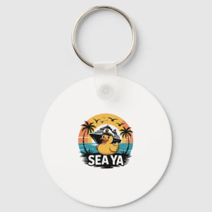 Rubber Duck Sea Ya Cruise Ship Vacation Family Mat Keychain