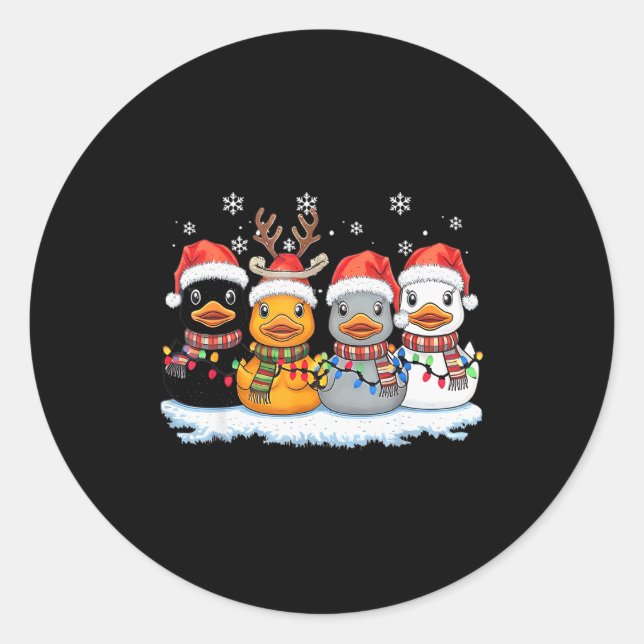 Rubber Duck Squad Christmas Light Reindeer Crew Xm Classic Round Sticker (Front)