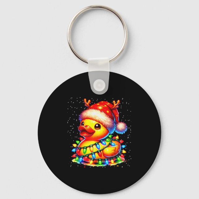 Rubber Duck Squad Christmas Light Reindeer Crew Xm Keychain (Front)