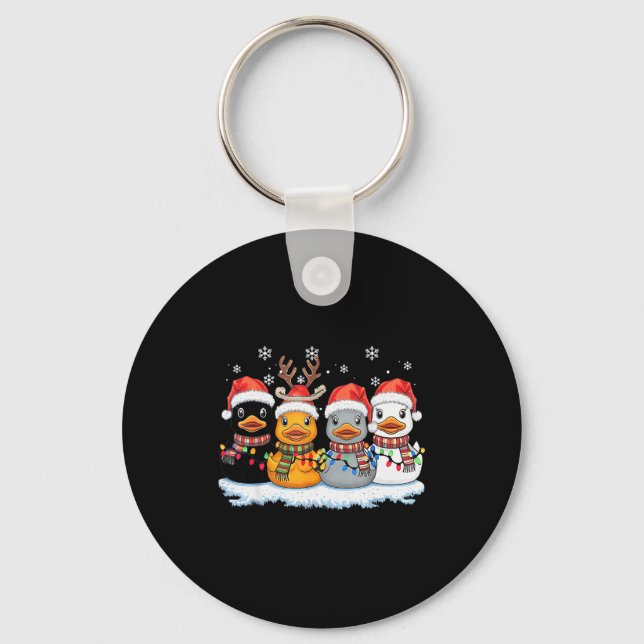 Rubber Duck Squad Christmas Light Reindeer Crew Xm Keychain (Front)