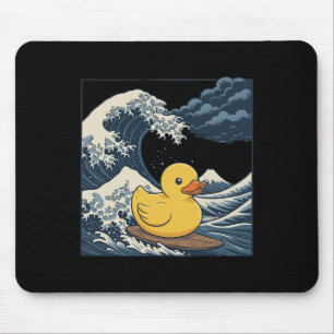 Rubber Duck Surfing Japanese Great Wave Mouse Pad