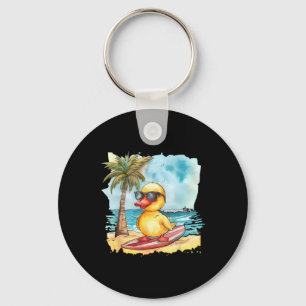 Rubber Duck Surfing Summer Surfer Beach Rubber Duc Keychain