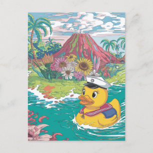 Rubber Duck Tropical Volcano Postcard
